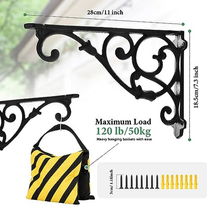 2 Pack Heavy Duty Wall Plant Hanger Brackets，11"RustProof Wall Mount Hook