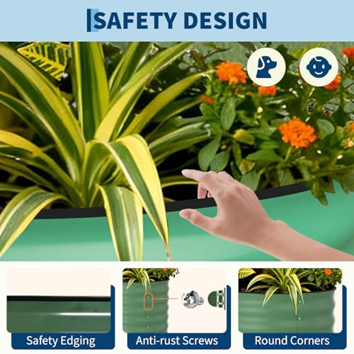Garvee 2 Pack 4x2x2ft Galvanized Raised Garden Bed, Oval Metal Planter Box - color: Green-oval, size: 4x2x2ft 2pcs