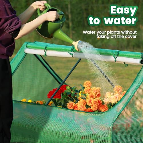 Quictent 6x3x1ft Galvanized Raised Garden Bed with Cover
