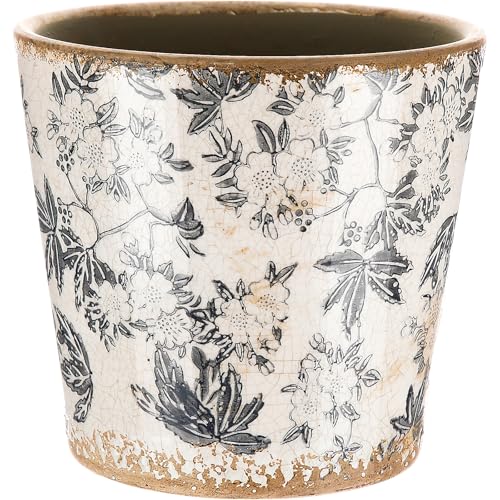 Beeveer Farmhouse Ceramic Planter 5.5 Inch Large Plants Pot Crack Beige Gray Flowers Plant Pots with Drainage Hole Indoor Plants Kitchen Rustic Antique Decor Gift - color: Black & Beige