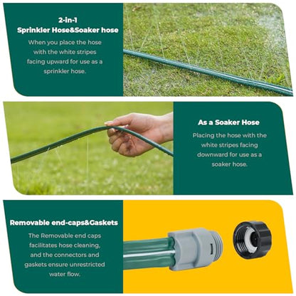 Sprinkler Soaker Hose 25ft 2Pack for Garden Lawn, Watering Pipe with Holes, High-Efficiency Water-Saving Garden Irrigation System, Drip Hose Sprinkler - size: 50FT(25FT*2)
