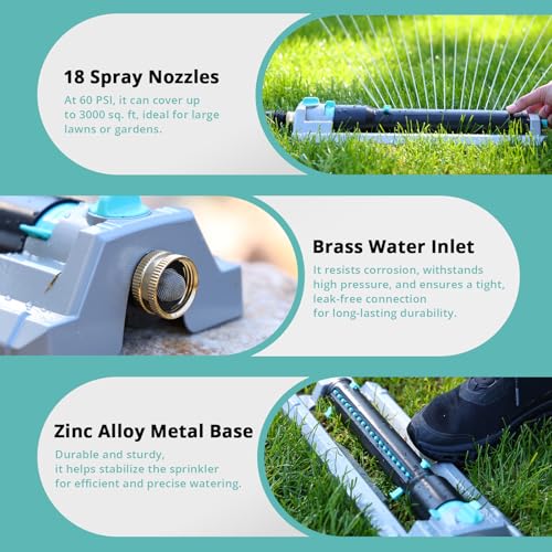 QUOBAS Heavy Duty Oscillating Sprinkler for Yard, Water Sprinkler for Lawn - size: 2 pk