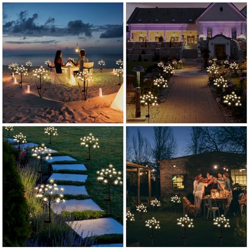 8 Pack Solar Lights Outdoor Waterproof, Garden Lights Solar Flowers - color: Warm White Cherry 8Pack