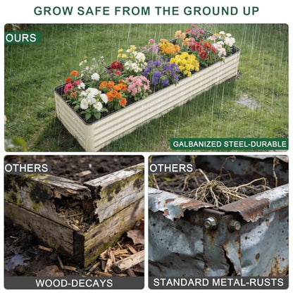 8x2x1 Ft Galvanized Raised Garden Bed (White)