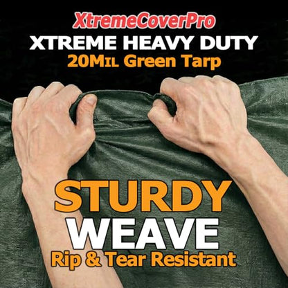 6' x 10' - 20mil Green Tarp Heavy Duty Waterproof & UV Protection 6x10 ft - color: Green, size: 6'x10'