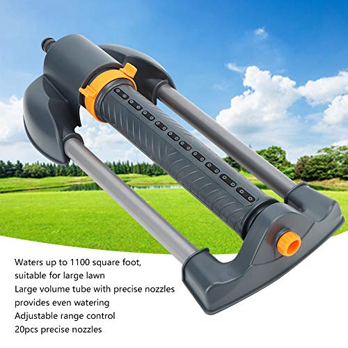 20‑Hole Garden Sprinkler Metal Base Lawn Rotating Oscillating Sprinkler Adjustable Spray Angle