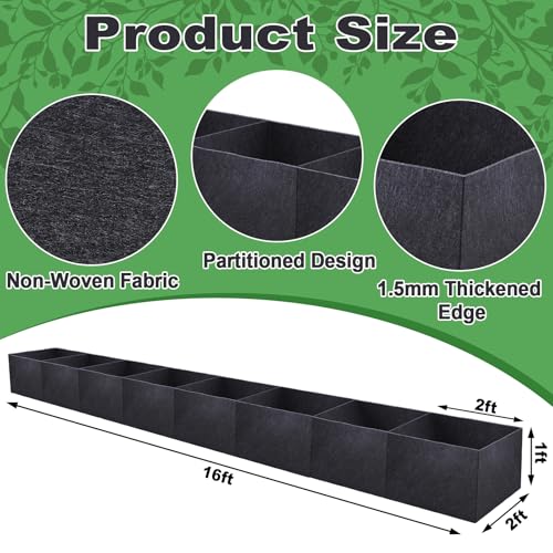 POILKMNI 16x2x1ft Fabric Raised Garden Bed - size: 16x2x1ft Rectangular