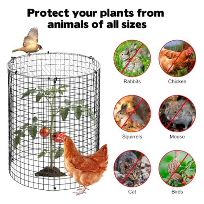 45 Pcs 24” x 12” Large Wire Plant Protector from Animals with Metal Cover, 15 Pack Metal Plant Cage Chicken Wire Cloche with 15Pcs Metal Covers to Keep Animals Out, Garden Protection Bunny Barricade - size: 15 Pack 24'' x 12'' with 15 Pcs 12'' Cover
