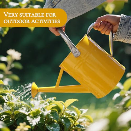Metal Watering Can, 1 Gallon for Outdoor Garden Plants,Yellow - color: Yellow