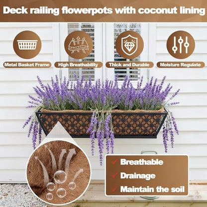 24 Inch Railing Planter Box Outdoor Deck Railing Flower Boxes