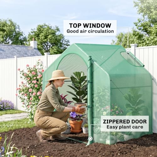 Outsunny 6' x 3' x 5' Portable Walk-in Greenhouse with PE Cover Green - style: PE
