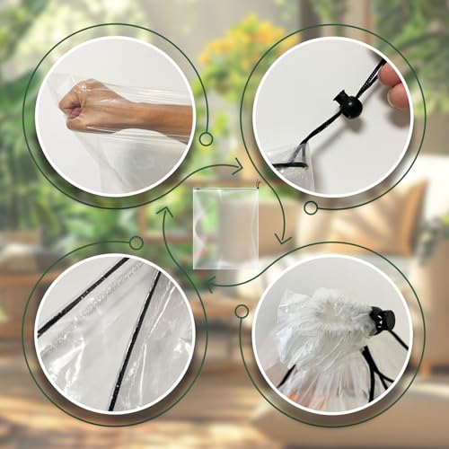 2 Pcs Large Clear Plant Cover Freeze Protection with Drawstring - size: 47.2’’x70.8’’ 2PCS