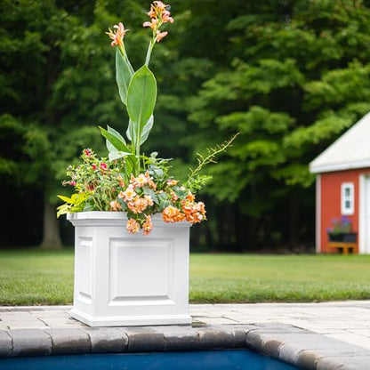 Mayne Nantucket 20in Self-Watering Square Planter, White - color: White