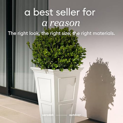 Veradek Brixton Series Planter - Tall Outdoor Planter with Shelf - color: White, size: 26 inch