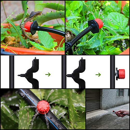 100 Pcs 360 Degree Adjustable Irrigation Drippers Sprinklers, 1/4 Inch Emitters Drip for Watering System Drip Irrigation System Gardens Lawn