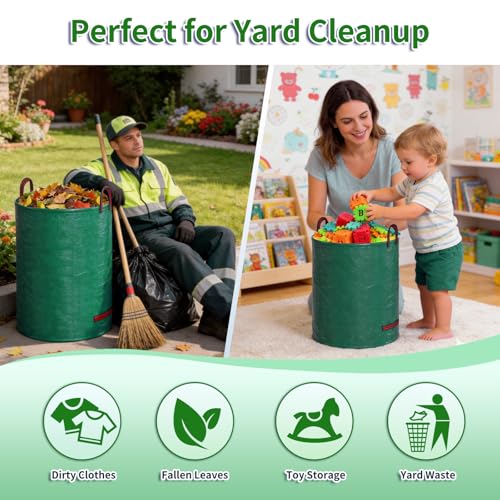 for 2 Pack-132 Gallon Reusable Yard Waste Bags Lawn and Leaf Bags - size: 1 Count (Pack of 2)