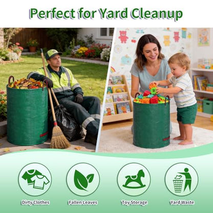 for 2 Pack-132 Gallon Reusable Yard Waste Bags Lawn and Leaf Bags - size: 1 Count (Pack of 2)