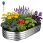 Galvanized Raised Garden Bed 6x3x1ft, Rust-Resistant Metal Oval Planter Box Outdoor, Easy Assembly Planting Bed Kit for Vegetables, Fruits, Herbs - Silver
