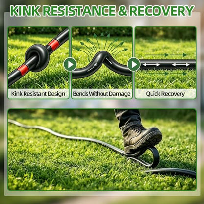 50FT 3/8" Drip Irrigation Tubing Kit with 4 Six-Way Splitter Connectors - size: 50FT 3/8" Main Hose