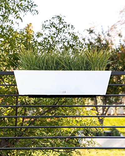 Veradek Pure Series Railing Planter - Tapered Window Box with Bracket - color: White, size: 36 inch - 2 Pack