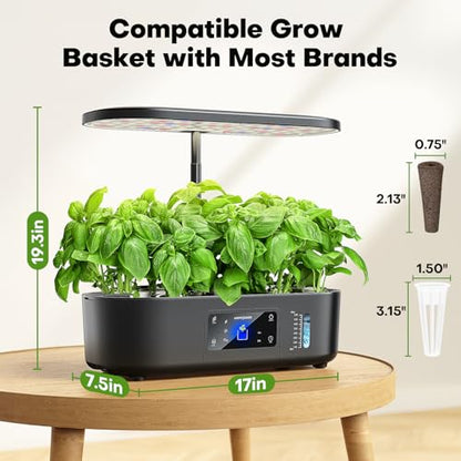 Ahopegarden Hydroponics Growing System Kit: 12 Pods with LCD Control Panel - color: Midnight Black