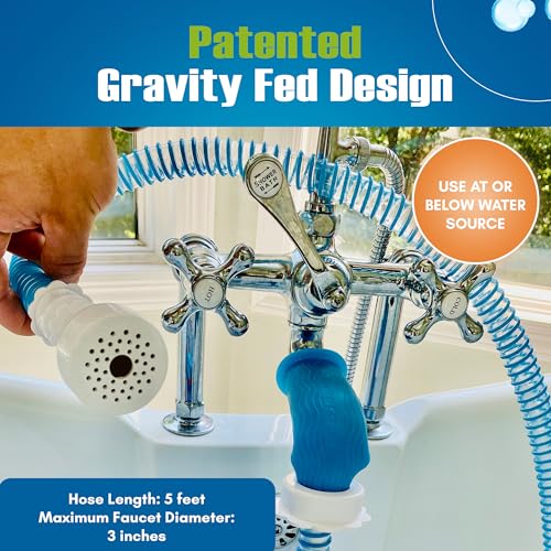 Rinseroo Slip-On Bathtub Faucet Sprayer Attachment, 5 Foot Hose