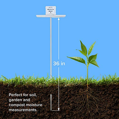 Reotemp 36 Inch Garden and Compost Moisture Meter, Garden Tool Ideal for Soil, Plant, Farm and Lawn Moisture Testing - size: 36 Inch Stem