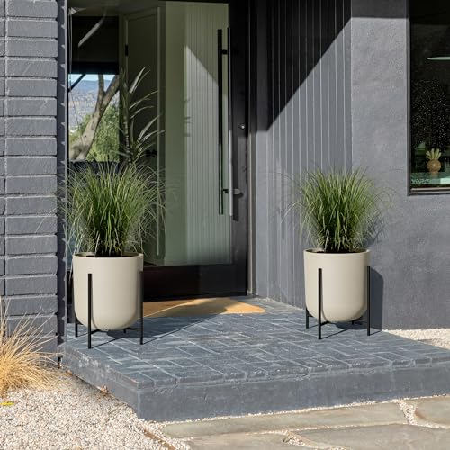 Veradek Mason Series Raised Lima Planter - Round Planter with Stand - color: Sand, size: 15 inch