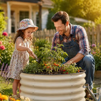 SnugNiture 2×2×1.5 FT 2 PCS Round Raised Garden Bed Outdoor,White - color: White, size: 2×2×1.5ft(2 Pack)