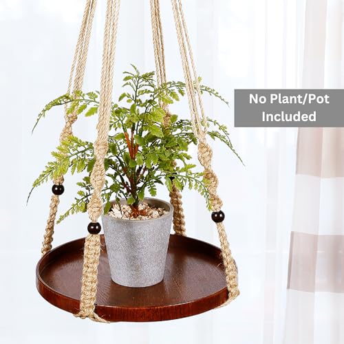 2 Pack Macrame Plant Hanger, Hanging Plant Shelf (12" + 10") - color: Brown, size: 2-Pack, 1-Tier