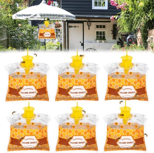 6 Pack Disposable Wasp Traps Outdoor Hanging Bags - size: 6 Pack