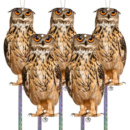 Owl to Keep Pigeons Away, 5 Pack Fake Owls to Scare Pigeon - color: Angry Owls 5pc
