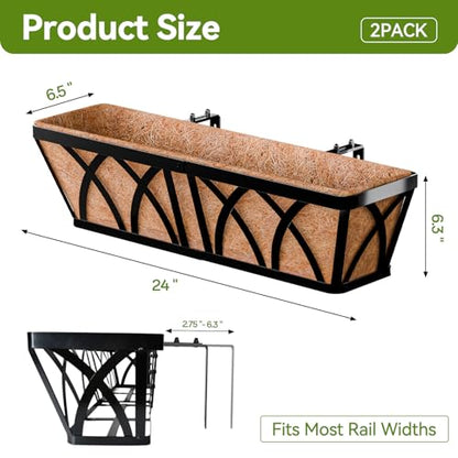 Halatool 24 Inch Railing Planter Box, 2 Pack Heavy Duty Window Box Planters - color: X-shape