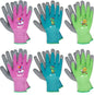 Kids Gardening Gloves, Latex Coated Toddler Yard Gloves, 6 Pairs (3-5 YRS) - color: Green & Blue & Pink (Pack of 6), size: 3X-Small