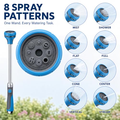 18 Inch Watering Wand for Garden Hose with 8 Spray Patterns