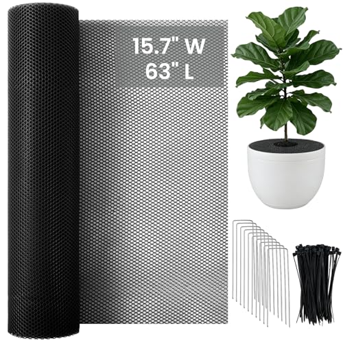 15.7" X 63" Plant Pot Grids-Cuttable Plant Pot Soil Cover Protector - color: BLACK-15.7" X 63"