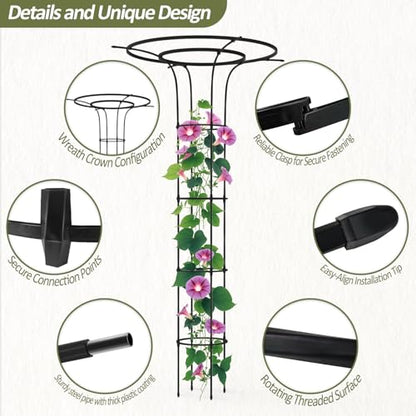 Trellis for Climbing Plants Outdoor 69" H, Mushroom Top Trellis,2Pack - size: 2 pack(Round)