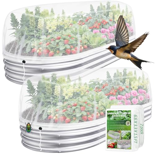 2 Pack Garden Netting for Raised Beds, Ultra Fine Mesh Bird Netting