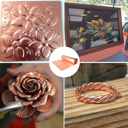 99.9% Pure Copper Sheet Metal Foil,44 Gauge(0.05mm) x 100mm x 2m Roll | High Conductivity Copper Strip for Electrical Repairs, EMI Shielding, Stained Glass, DIY Crafts and Soldering - color: 44 Gauge(0.05mm) x 100mm x 2m