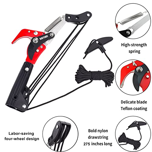 BAYTORY Extendable Tree Pruner Saw Head Without Pole, Pruning Shears - style: Plastic Connector | 4-Wheel