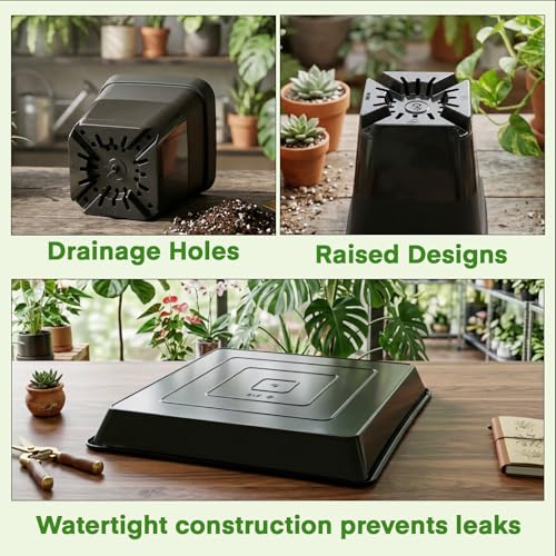 GREANER 50 Pcs Nursery Pots 4 Inch, 5 Packs 12 Inch Reusable Seed Starter Tray, Plastic Sturdy Planting Pots with 20PCS Plant Labels for Indoor Outdoor - size: 4" Pots-50PCS + 12" Trays-5PCS