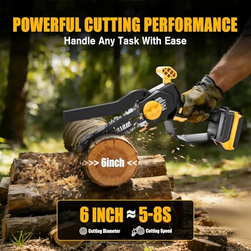 Mini Chainsaw Compatible with DeWalt 20V MAX Battery - color: Yellow