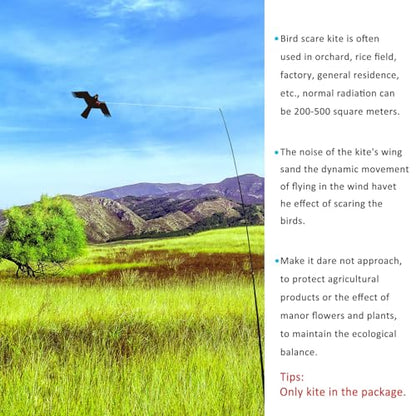 eyijklzo Bird Scarer Hawk Flying Kite Without 13ft Pole-Only Black Kite - style: Black-Only kite