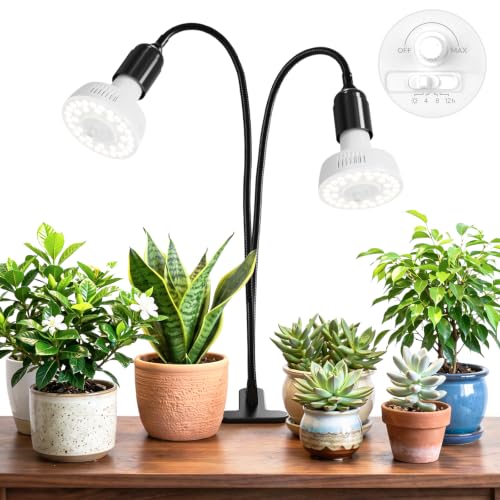 Barrina Orbgrow OG11A2 Clip On Grow Light for Indoor Plants, 5000K 22W - color: 5000k-white Cover, size: 2 Head 1 Pack
