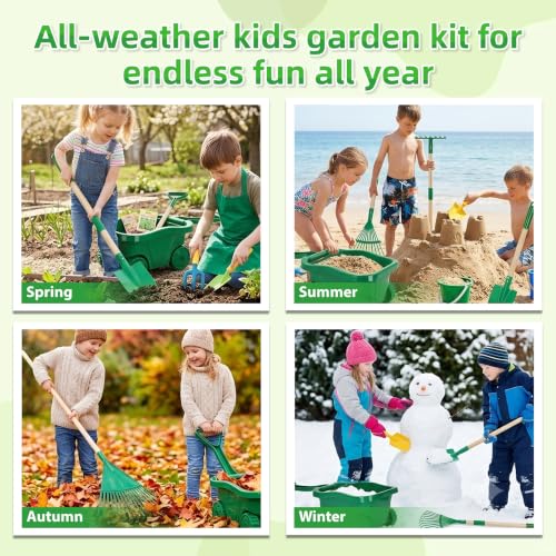 10pcs Kids Gardening Tools Set - Wheelbarrow Set for Kids3-8 - color: Light green