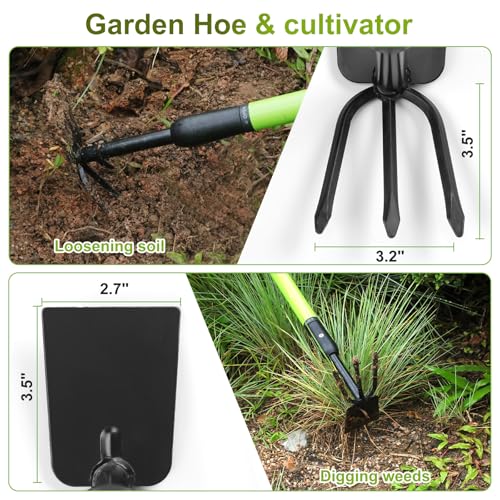 YIAD 2-in-1 Garden Hoe, 27"-39" Telescoping Steel Weeding Tool
