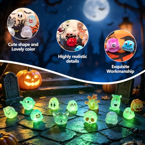 23PCS Halloween Mini Resin Figures, 23 Styles Halloween Figurines - color: Halloween Fixed-e