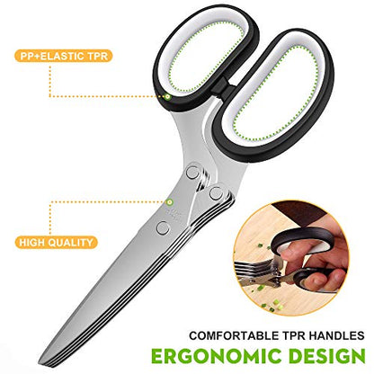 Herb Scissors with 5 Blades and Cover, New Kitchen Gadget 2026 - color: Black