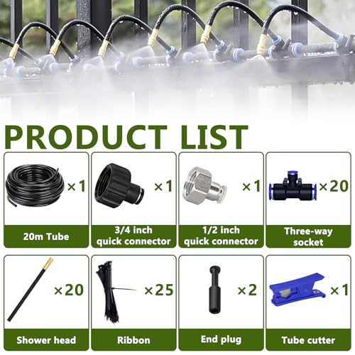 66FT/20M Drip Irrigation System, 360° Bendable Irrigation System for Garden