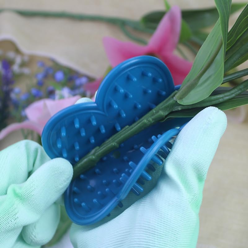 Flower Bouquet Accessories, Flower Scissors Rose Thorn Stripper Tool - color: Blue & White-green Gloves